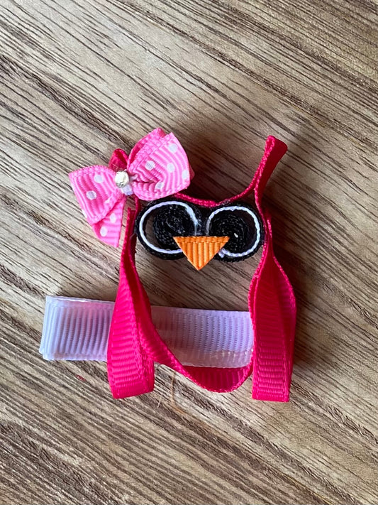 Pretty in Pink Owl Hair Clip