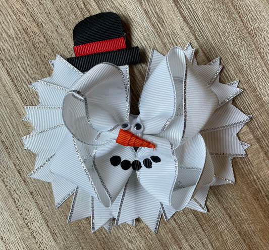 Melted Snowman Boutique Hair Bow
