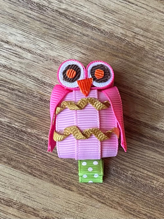 Pink Owl Hair Clip