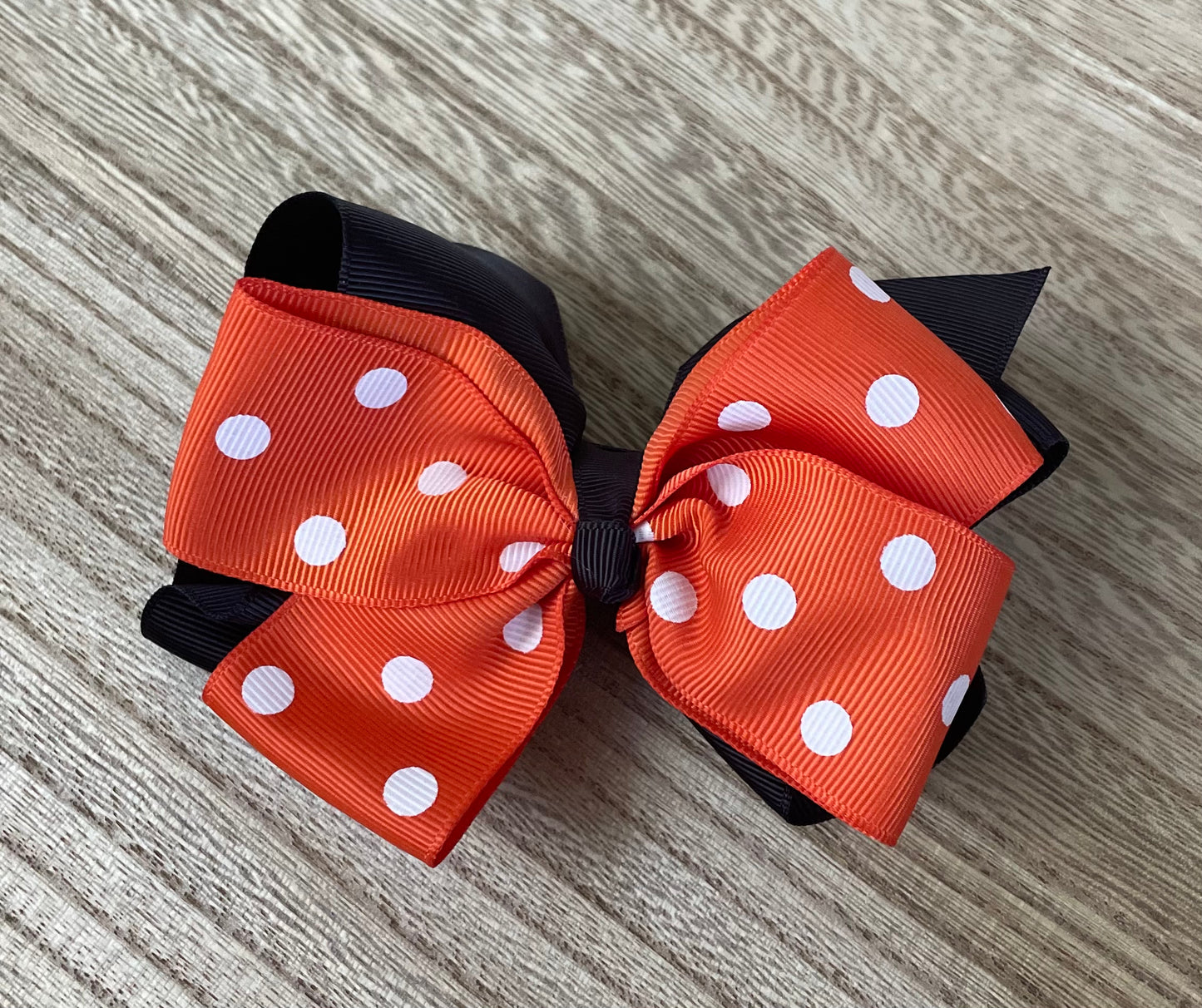 Everyday Orange & Black Polka Dot Bow