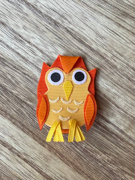 Orange Owl Hair Clip
