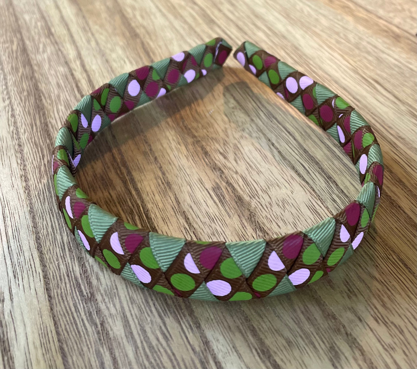 Brown and Green Polka Dot Headband